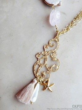 Rose quartz necklace detail