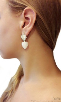 Leaf rose quartz earrings